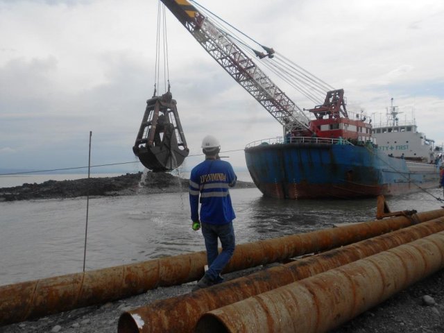 Dredging Works using Grab Dredger